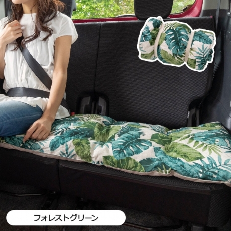 ロングシートクッション かわいい おしゃれ 45 1cm 座布団 シートクッション洗える 日本製 ハワイアンリーフ柄 かわいいカー用品 カー雑貨のお店 ココトリコ