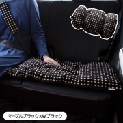 【ロングシートクッション】 45×120cm 車 座布団 洗える かわいい おしゃれ 日本製/ドット柄 マーブルブラック×Wブラック